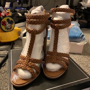 Summer Braided Strap High Rose Heel Sandal